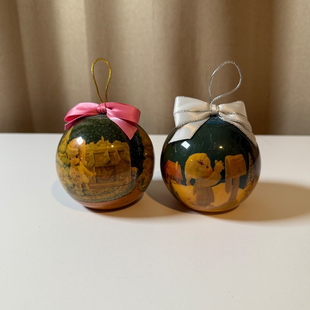 Precious Moments Christmas Ornaments Angel Nativity Scene Set of 2 Resin